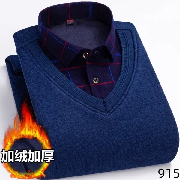 2026 Men's Winter Warm Shirts Thickened Fake Two-piece Shirts Male High-quality Shirts Men's Warm Clothes Shirt Pullovers Tops - Image 21