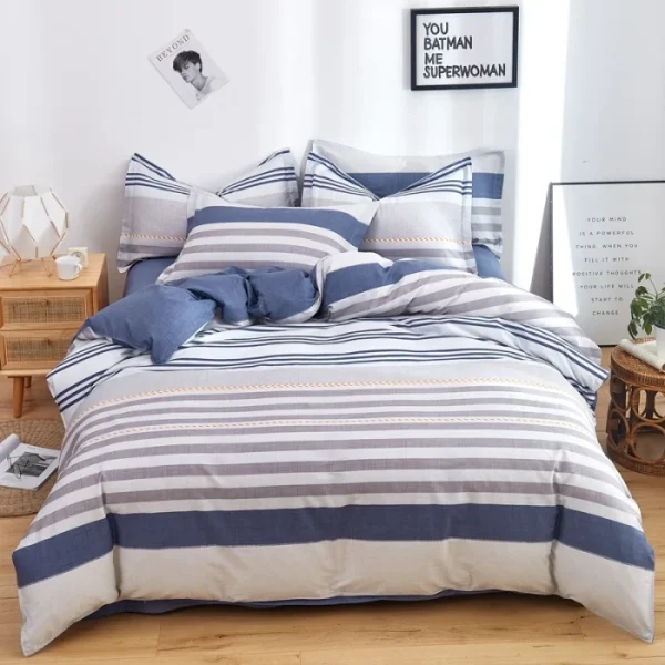 3pcs Dark Blue Striped Style Duvet Cover Set for Boy Geometric Pattern Luxury Hotel Room Decor 100% Cotton Skin-friendly Bedding - Image 22