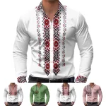 Mens Casual Shirts Long Sleeve Ethnic Style - Image 10