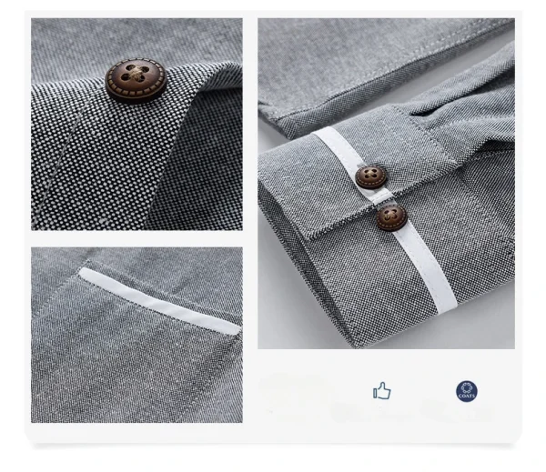 Men Shirt Long Sleeve Stand Oxford - Image 12