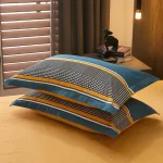 3pcs Dark Blue Striped Style Duvet Cover Set for Boy Geometric Pattern Luxury Hotel Room Decor 100% Cotton Skin-friendly Bedding - Image 4