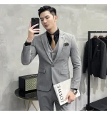 ( Jacket + Vest + Pants ) High-end Brand Boutique Fashion Solid Color Mens Casual Business Suit 3Piece Set Groom Wedding Dress - Image 44