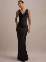 XIAOTANG Satin Cowl Neck Maxi Dress - Image 8