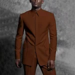 Tailored Man Suit Stand Collar Tuxedo Gentleman Solid Color Outfit Set 2 Piece Suits Smart Casual Daily Office Male Clothing - Image 17