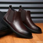 Men's Boots Handmade Leather Ankle Shoes - Image 2