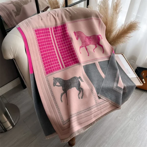 New Hot Winter Scarf Women Soft Cashmere Warm Pashmina Plaid Horse Print Scarves Wraps Thick Shawl Bufandas Tassel Stoles Hijabs - Image 13