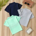 Boys Handsome And casual Lapel Short Sleeved T-shirt - Image 2