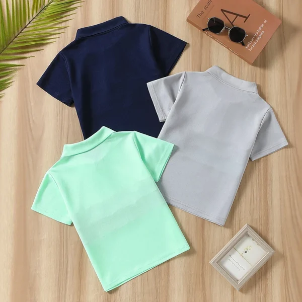Boys Handsome And casual Lapel Short Sleeved T-shirt - Image 2