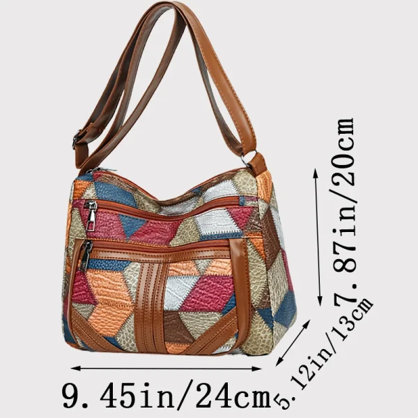 Women's  Crossbody Shoulder Bag, Lightweight Geometric Pattern, Multi-Layer Design, Secure Zipper Closure, Colorful Accessories - Image 5