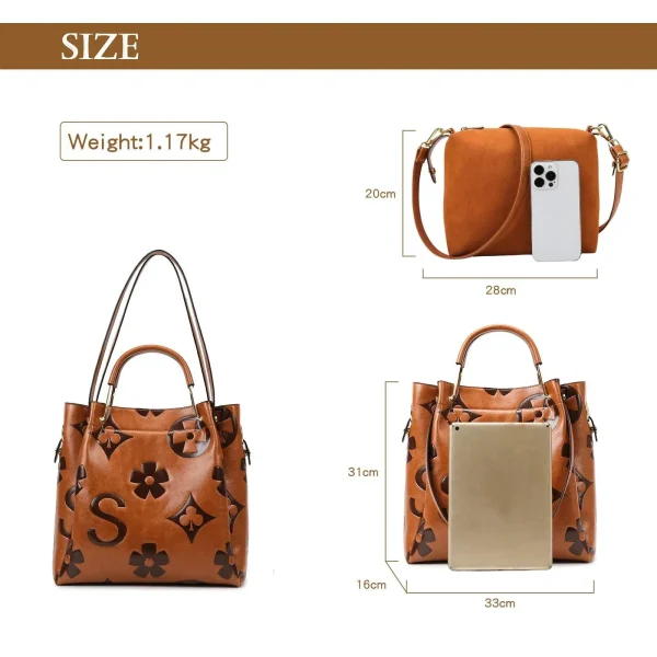 Top Handle Bucket Bag Set - Image 3