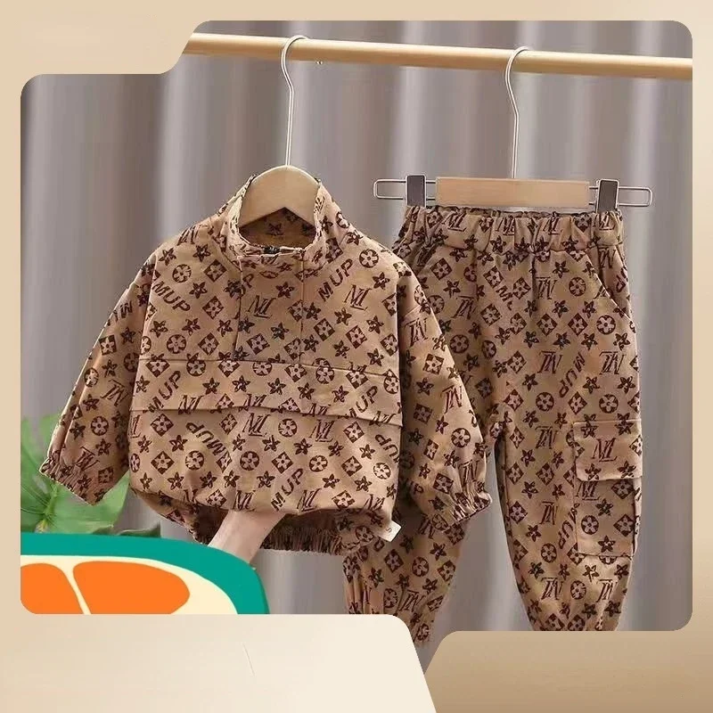Sc13b3a16687a41a38d39ffc96b5459232.webp Trendy 2-Piece Autumn Kids' Pullover Set - Image 1