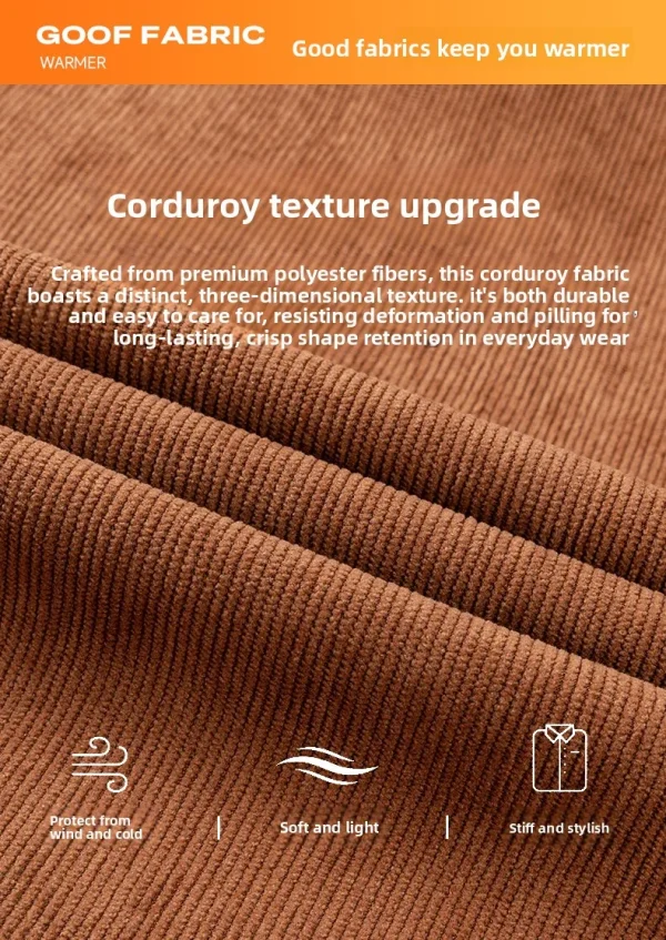 Men's Large Size Corduroy Fleece Warm Plaid Classic Style - Image 20