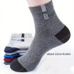 Cotton Sock for Men Sport Breathable Soft Letter Fashion Sneakers High Elastic Middle Tube Stocking Towel Sox Summer Running - Image 3