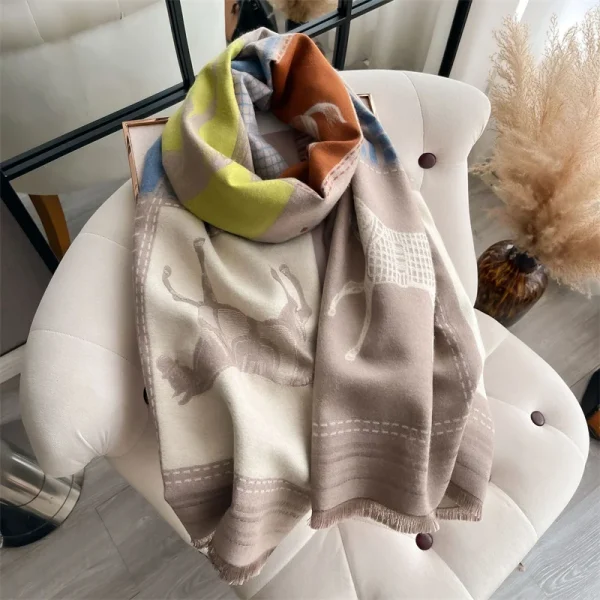 New Hot Winter Scarf Women Soft Cashmere Warm Pashmina Plaid Horse Print Scarves Wraps Thick Shawl Bufandas Tassel Stoles Hijabs - Image 25