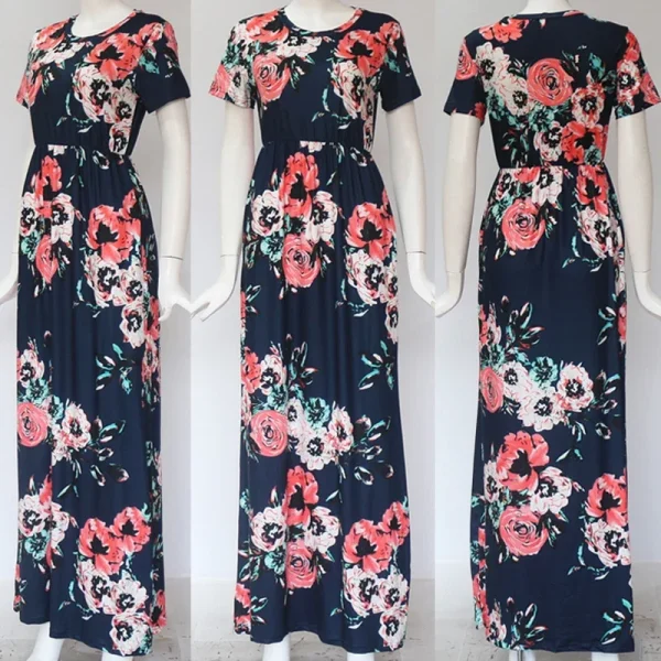 Summer Maxi Dress Women Floral Print Boho Beach Dress - Image 34