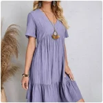 Women Summer Peplum Dresses Spring V-Neck - Image 4