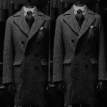 Men's Suit Long Jacket Dark Grey Herringbone Double Breasted Wedding Casual Slim Fit Man Suit Blazer Luxury Man Set Coat for Men - Image 2