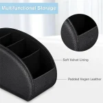 LMETJMA Remote Control Holder with 5 Compartments PU Leather TV Remote Caddy Storage Box Organizer Tray Desktop Organizer - Image 21