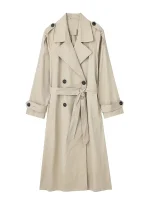 Willshela Women Fashion With Belt Solid Double Breasted Trench Vintage Lapel Neck Long Sleeves Female Chic Lady Outfits - Image 10