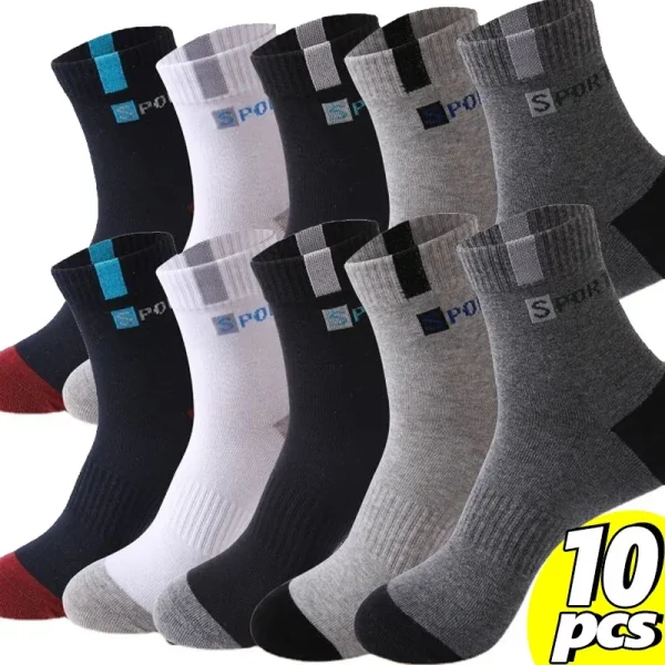 Cotton Sock for Men Sport Breathable Soft Letter Fashion Sneakers High Elastic Middle Tube Stocking Towel Sox Summer Running - Image 7
