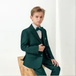 Boys' High-End Forest Green 4-Piece Suit Set
