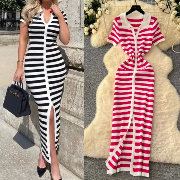 Knit stripe maxi dress - Image 7