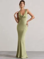 XIAOTANG Satin Cowl Neck Maxi Dress - Image 7