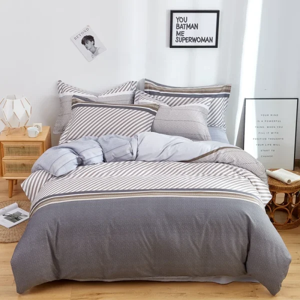 3pcs Dark Blue Striped Style Duvet Cover Set for Boy Geometric Pattern Luxury Hotel Room Decor 100% Cotton Skin-friendly Bedding - Image 38