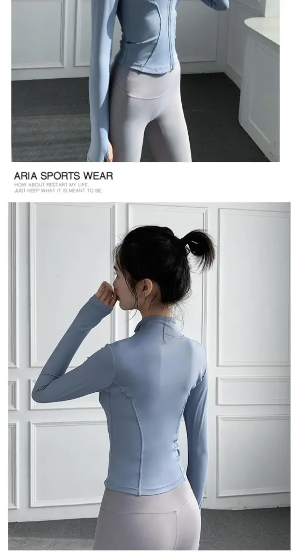 Women's Slim Fit Lightweight JacketsWomen's Full Zip-up Yoga Sports RunningJacket with Thumb Holes for Workout Sun Protection - Image 37