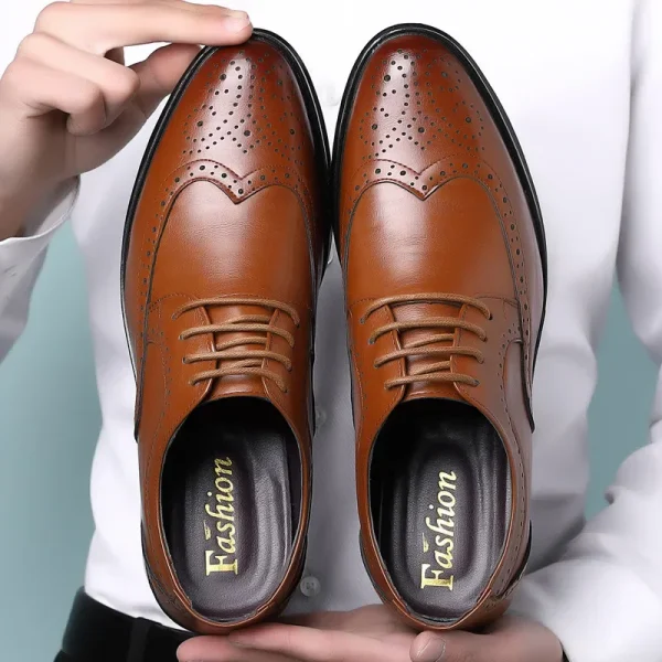 Handmade Men's Black Leather Oxford Shoes - Image 8