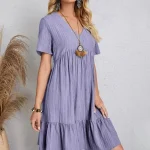 Women Summer Loose Waist Ruffle Fit Flare Dresses - Image 14