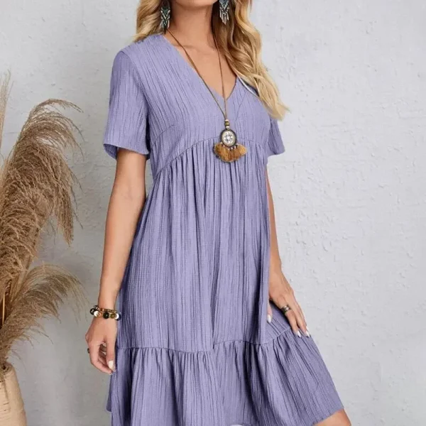 Women Summer Loose Waist Ruffle Fit Flare Dresses - Image 14