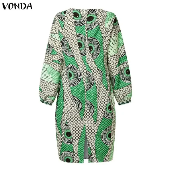 Vonda Plus Size Bohemian Print Long Sleeve Midi Dress - Image 23
