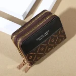 RFID Protection Mini Wallet - Chic Faux Leather with Double Zipper, Multiple Card Slots & Slip Pocket, Compact Classic Clutch - Image 2