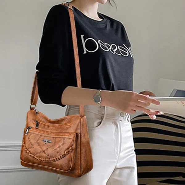 Neutral style shoulder bag for men and women. Mother bag with braided decoration. Suitable for traveling and outings. - Image 5