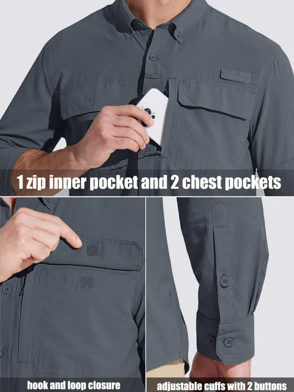 Men's Tactical Long Sleeve UPF Sun Protection Shirt - Image 26