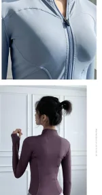 Women's Slim Fit Lightweight JacketsWomen's Full Zip-up Yoga Sports RunningJacket with Thumb Holes for Workout Sun Protection - Image 39