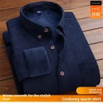 Men's Large Size Corduroy Fleece Warm Plaid Classic Style - Image 38