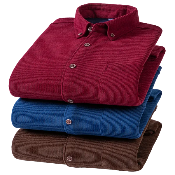 Men's Large Size Corduroy Fleece Warm Plaid Classic Style - Image 2