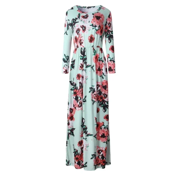 Summer Maxi Dress Women Floral Print Boho Beach Dress - Image 26