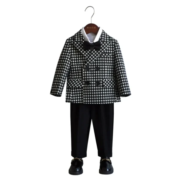 Boys' Double-Breasted Houndstooth Suit Set - Image 5