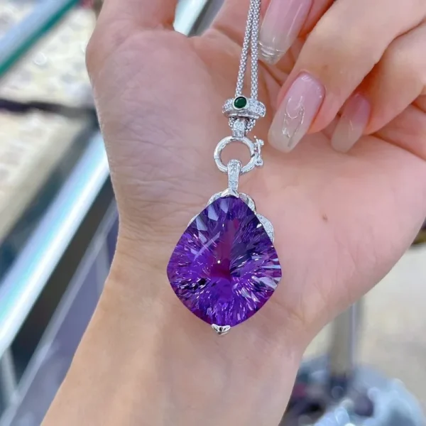 SACEGEMS Luxury Natural Amethyst Statement Necklace - Image 2