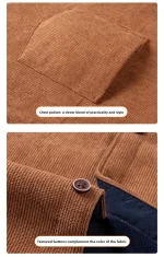 Men's Large Size Corduroy Fleece Warm Plaid Classic Style - Image 30