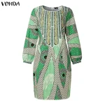 Vonda Plus Size Bohemian Print Long Sleeve Midi Dress - Image 22