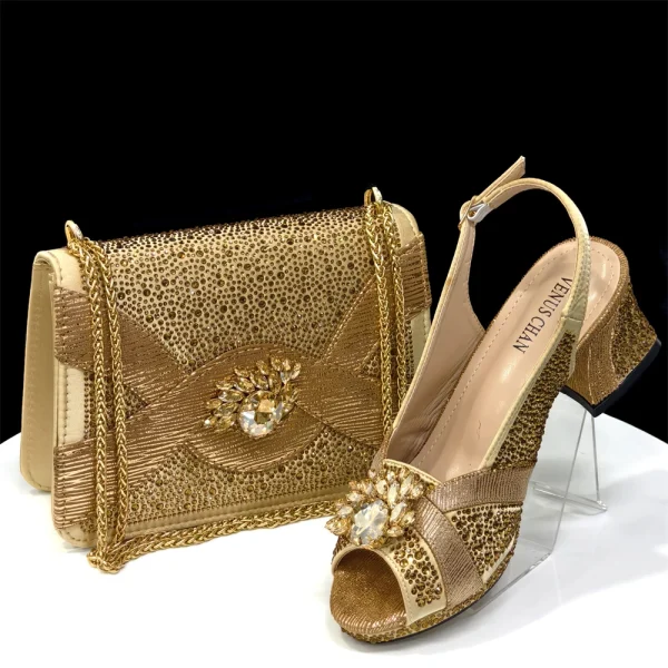 Women's Peep-Toe Heels with handbag - Image 7