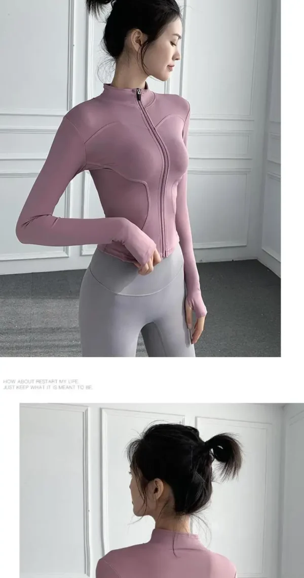 Women's Slim Fit Lightweight JacketsWomen's Full Zip-up Yoga Sports RunningJacket with Thumb Holes for Workout Sun Protection - Image 41