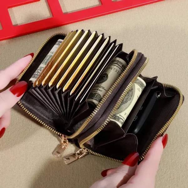 Womens Credit Card Wallet, Large Capacity Multi Card Case Wallet With ID Window, Zipper Card Cases Holder - Image 11