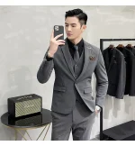 ( Jacket + Vest + Pants ) High-end Brand Boutique Fashion Solid Color Mens Casual Business Suit 3Piece Set Groom Wedding Dress - Image 35
