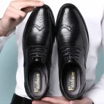 Handmade Men's Black Leather Oxford Shoes - Image 2