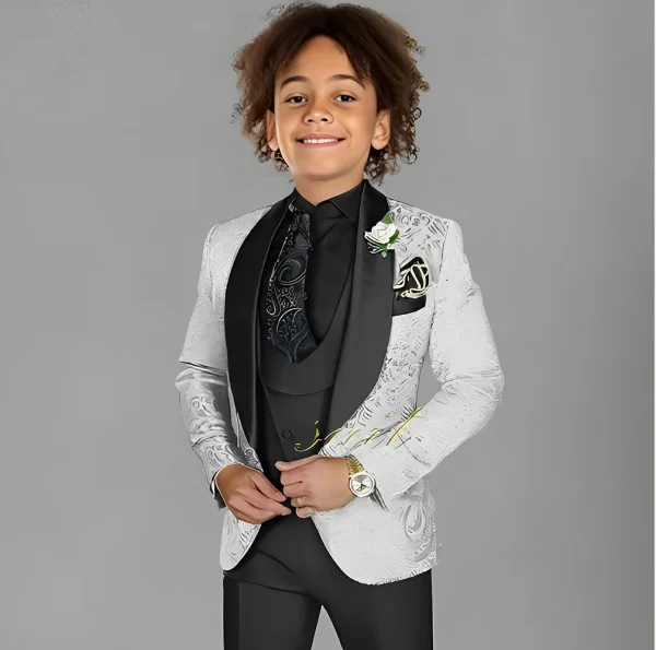 Boys' 3-Piece Jacquard Tuxedo Set - Image 12